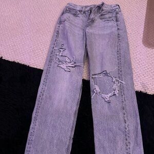 Gray ripped American Eagle straight leg jeans